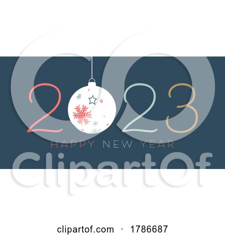 Happy New Year Banner with Hanging Bauble Design by KJ Pargeter
