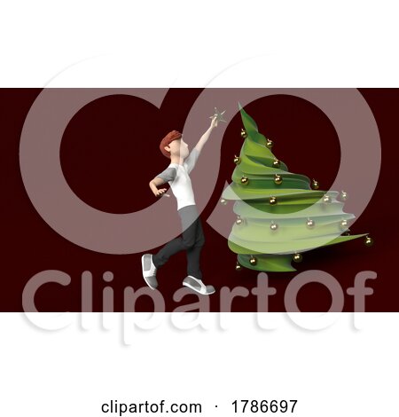 Young Person Decorating Christmas Tree by KJ Pargeter