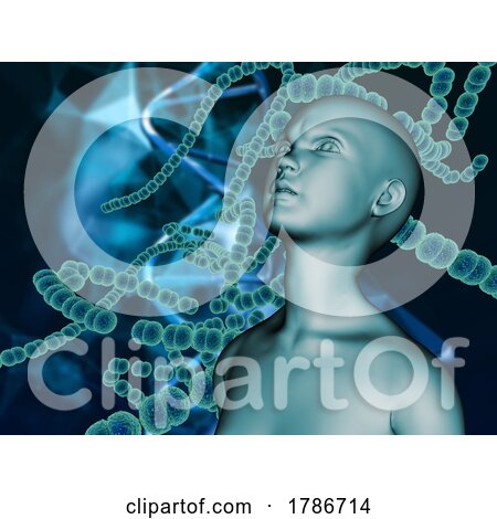 3D Medical Image with an Image of a Child on Background with the Strep a Virus Cell by KJ Pargeter