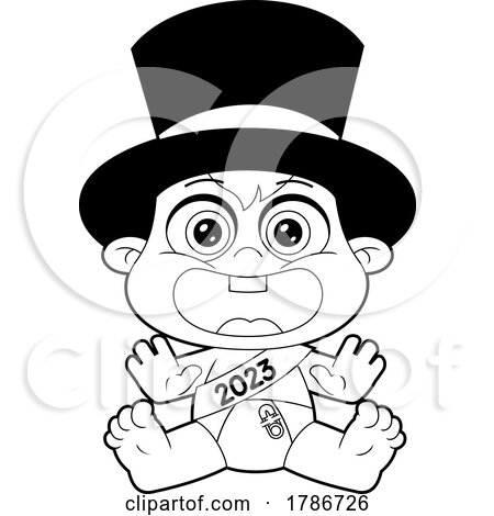 Cartoon Black and White New Year Baby by Hit Toon
