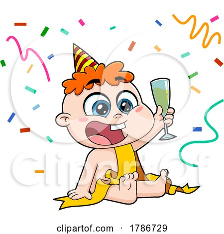 Cartoon New Year Baby at a Party by Hit Toon