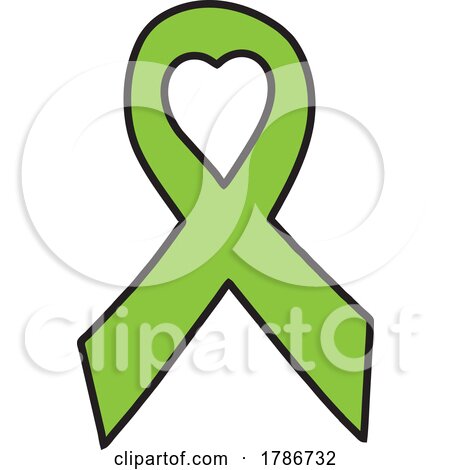 Lime Green Awareness Ribbon with a Heart by Johnny Sajem