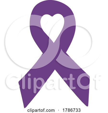 Purple Awareness Ribbon with a Heart by Johnny Sajem