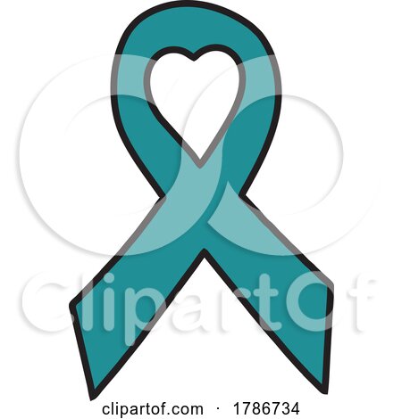 Teal Awareness Ribbon with a Heart by Johnny Sajem