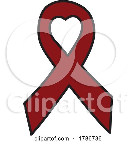 Burgandy Awareness Ribbon with a Heart by Johnny Sajem