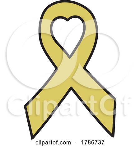 Gold Awareness Ribbon with a Heart by Johnny Sajem
