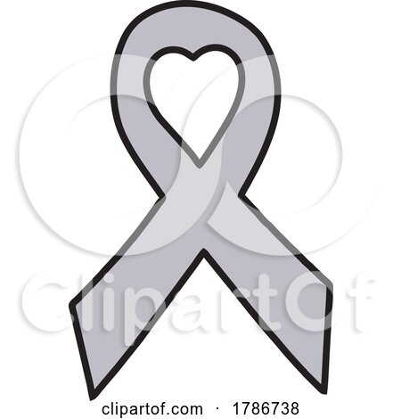 Gray Awareness Ribbon with a Heart by Johnny Sajem