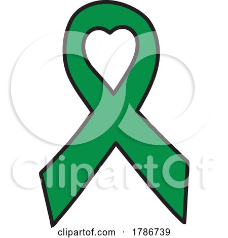 Green Awareness Ribbon with a Heart by Johnny Sajem