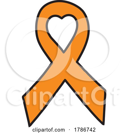 Orange Awareness Ribbon with a Heart by Johnny Sajem