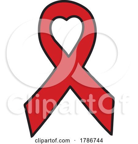 Red Awareness Ribbon with a Heart by Johnny Sajem