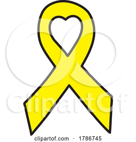 Yellow Awareness Ribbon with a Heart by Johnny Sajem
