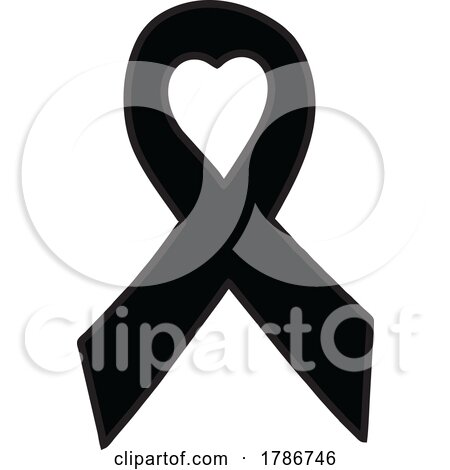 Black Awareness Ribbon with a Heart by Johnny Sajem