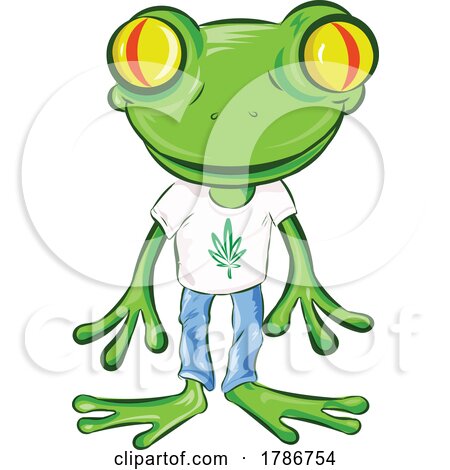 Cartoon Frog Wearing a Weed Shirt by Domenico Condello