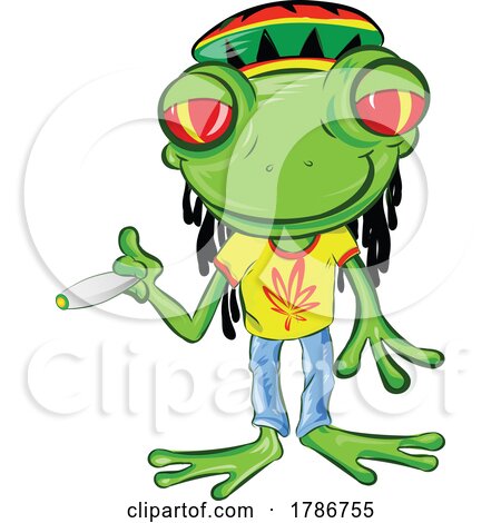Cartoon Rasta Frog Smoking a Joint by Domenico Condello