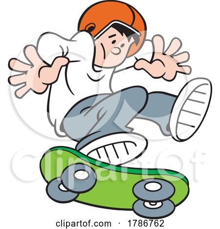 Cartoon Boy Skateboarding by Johnny Sajem