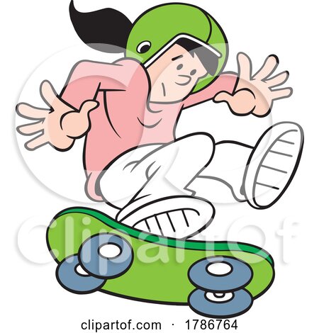 Cartoon Girl Skateboarding by Johnny Sajem