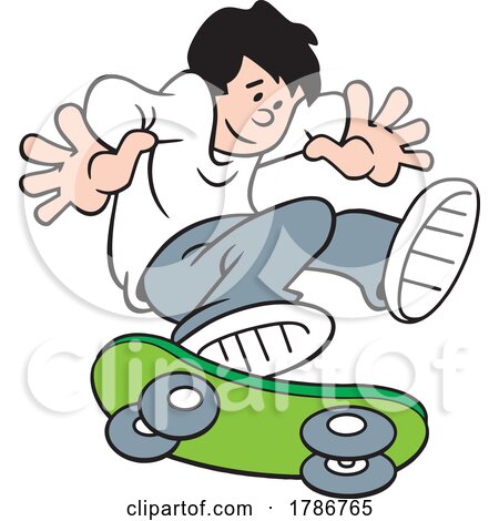 Cartoon Boy Skateboarding Without a Helmet by Johnny Sajem