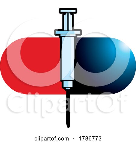 Vaccine Syringe over a Pill Capsule by Lal Perera