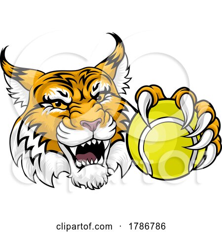 Wildcat Bobcat Tennis Ball Animal Team Mascot by AtStockIllustration