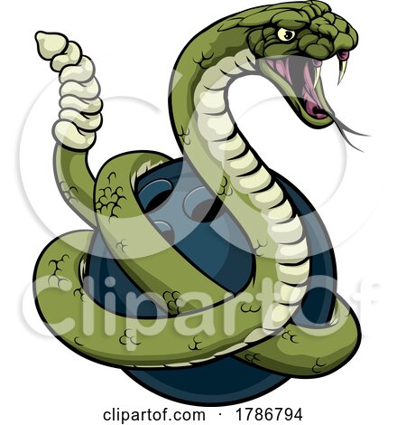 Rattlesnake Bowling Ball Animal Sports Team Mascot by AtStockIllustration