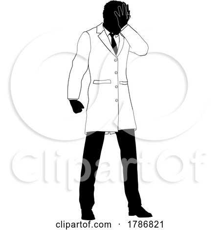 Scientist Engineer Inspector Upset Man Silhouette by AtStockIllustration