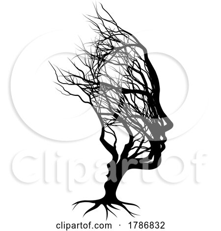 Optical Illusion Mother Woman and Child Tree Faces by AtStockIllustration