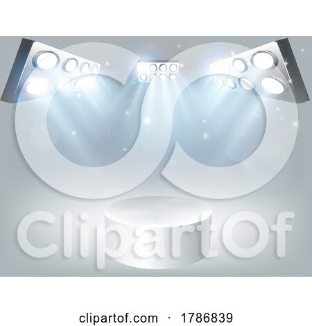 Platform Podium White Background Spotlight Lights by AtStockIllustration
