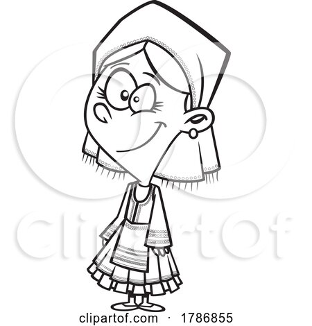 Cartoon Black and White Greek Girl by toonaday