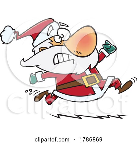 Cartoon Late Santa Claus Running by toonaday