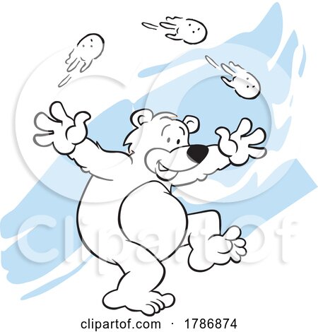 Cartoon Polar Bear Frolicking in Snow by Johnny Sajem