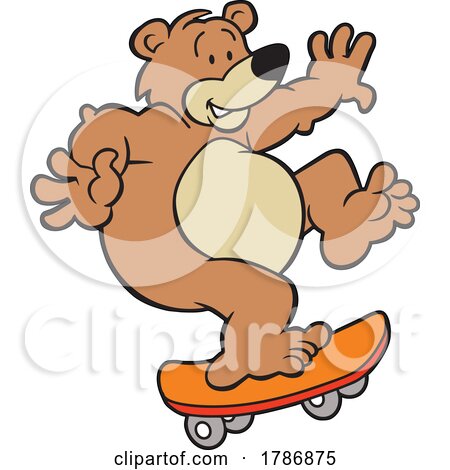 Cartoon Bear Skateboarding by Johnny Sajem