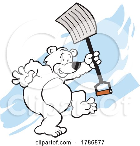 Cartoon Polar Bear Holding a Snow Shovel by Johnny Sajem