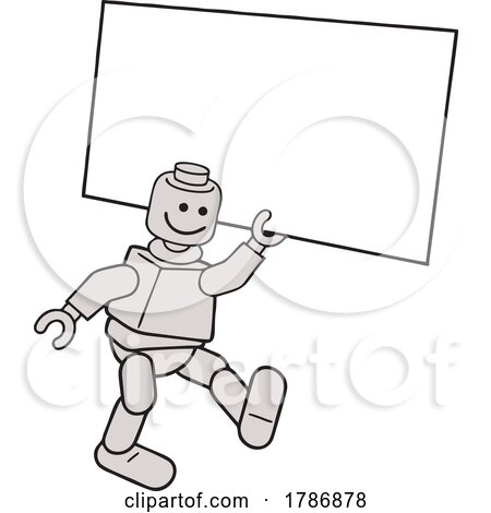 Cartoon Robot Holding a Sign by Johnny Sajem