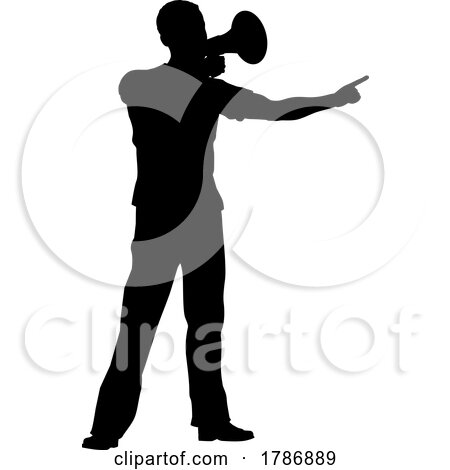 Protest Rally March Megaphone Silhouette Person by AtStockIllustration