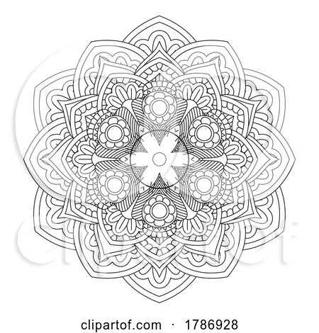 Elegant Mandala in Black and White Outline Design 3011 by KJ Pargeter