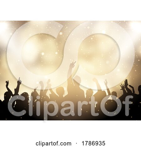 Silhouette of a Party Audience on a Golden Bokeh Lights Background by KJ Pargeter