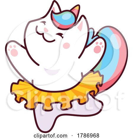 Cartoon Unicorn Cat Dancing Ballet by Vector Tradition SM