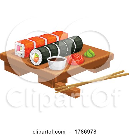 Japanese Rolls Sauces and Chopsticks by Vector Tradition SM