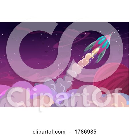 Rocket and Planet Background by Vector Tradition SM