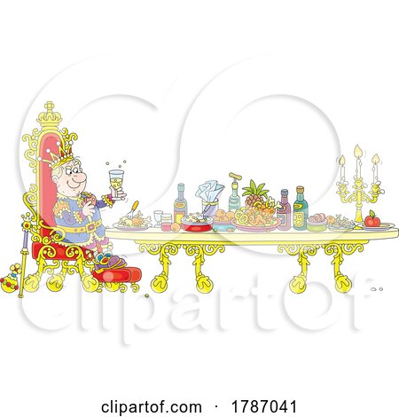 Cartoon Evil King Feasting at a Table by Alex Bannykh