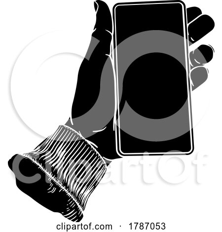 Hand Holding Mobile Phone Vintage Style by AtStockIllustration