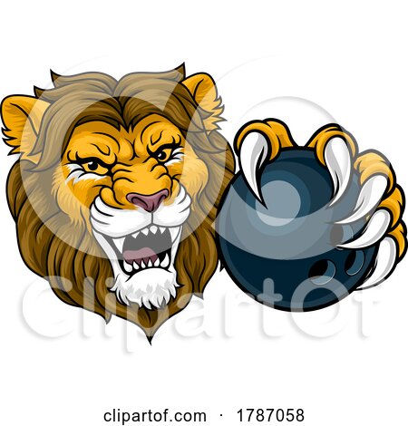 Lion Bowling Ball Animal Sports Team Mascot by AtStockIllustration