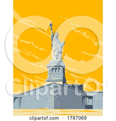 Statue of Liberty on Liberty Island New York USA WPA Poster Art by patrimonio