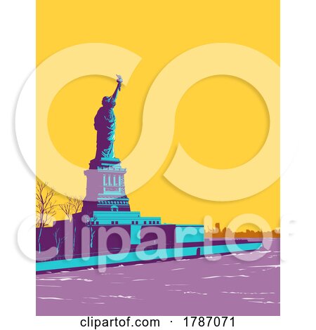 Statue of Liberty on Liberty Island Part of the Statue of Liberty National Monument WPA Poster Art by patrimonio