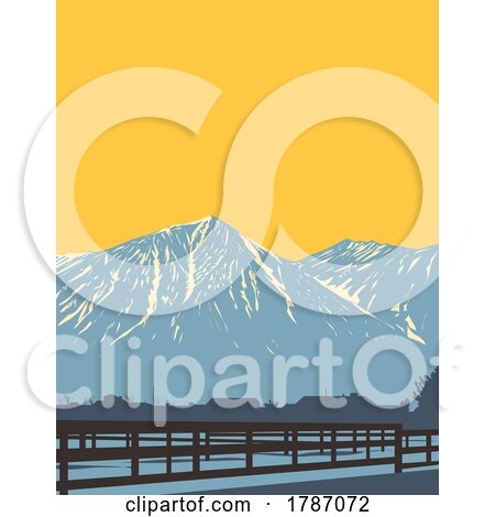 Monument Peak and East Peak in South Lake Tahoe California WPA Poster Art by patrimonio