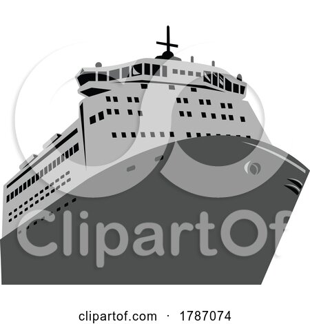 Roll on Roll off Cargo Ship or Roro Viewed from Front Retro Wpa Style by patrimonio