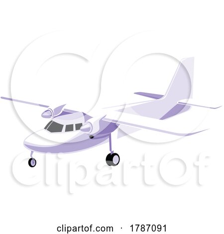 Propeller Plane Airplane Flying Side View Isolated Retro by patrimonio