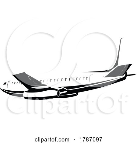 Commercial Jet Plane Airliner Flying Side View Isolated Retro by patrimonio
