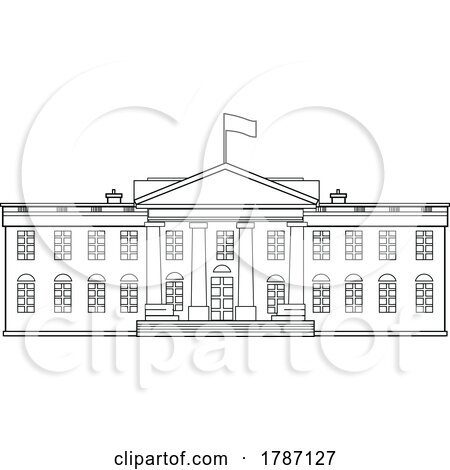 Line Drawing of the White House Front View Black and White by patrimonio