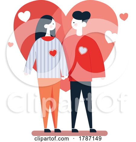 Couple Holding Hands with Hearts by beboy